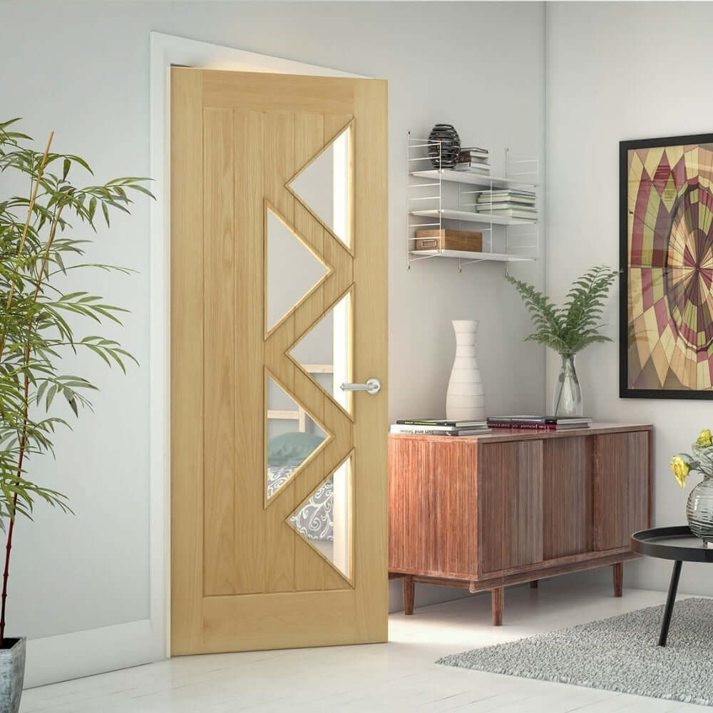 Lifestyle Mexicana Ely prefinished internal oak five lite glazed door installed