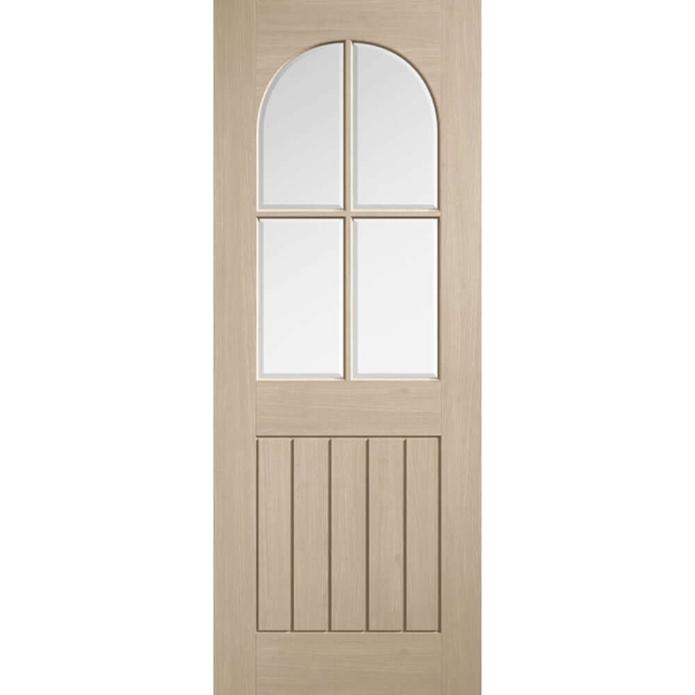 Product Mexicano arched square top glazed prefinished blonde oak door