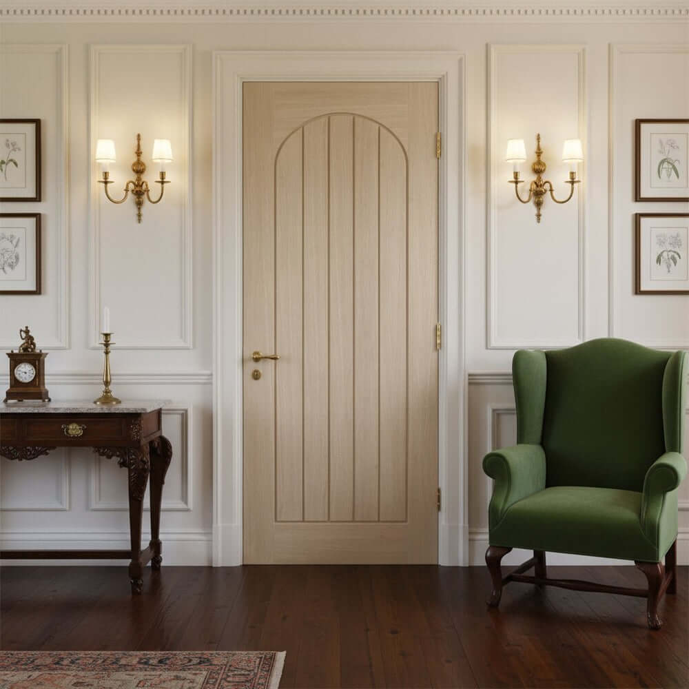 Product Mexicano arched square top prefinished blonde oak door