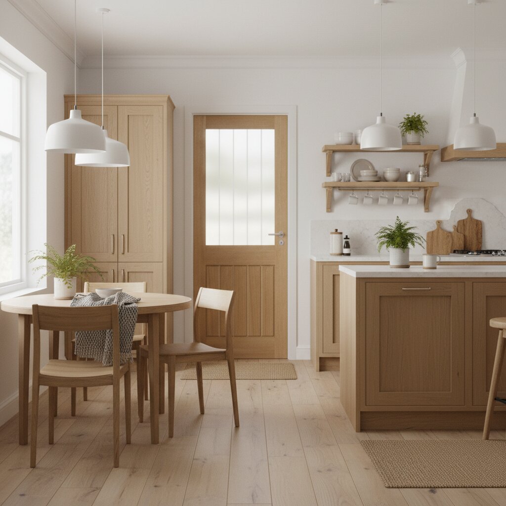 Mexicano Half Light Clear Glazed Oak Veneer Door Lifestyle Image