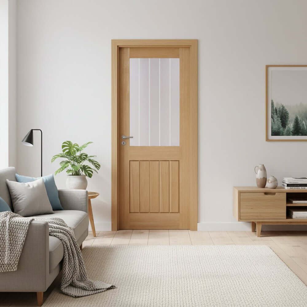 Mexicano Half Light Glazed Fire Door - UK Oak Doors