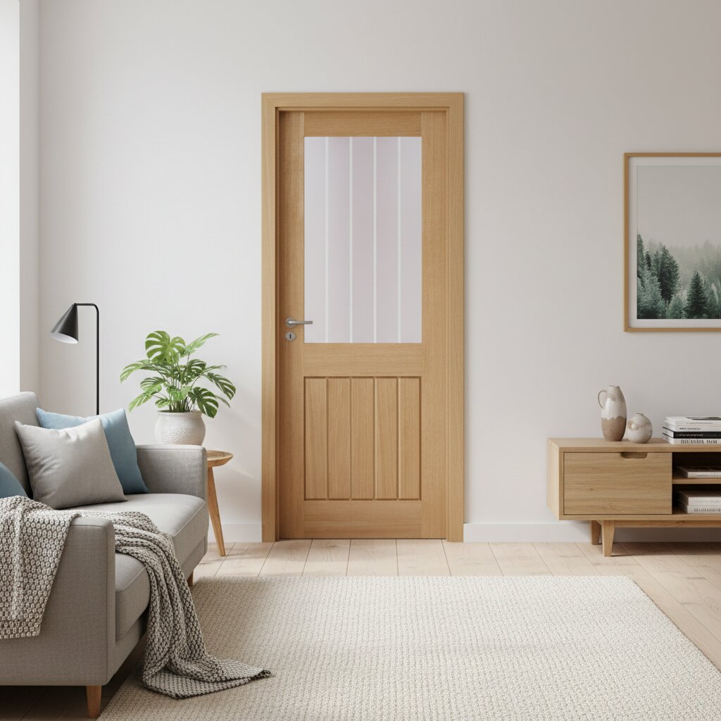 Mexicano Half Light Clear Glazed Prefinished Oak Internal Door Lifestyle Image