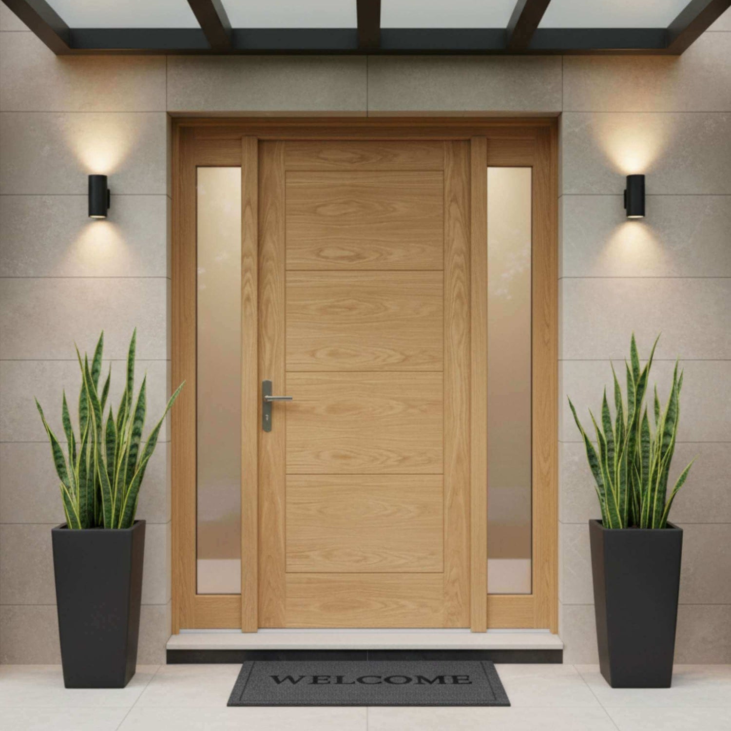 Modica 4 Panel Oak External Door
