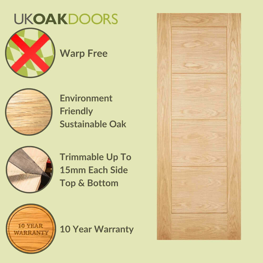Graphic Modica 4 Panel Oak External Door specification panel
