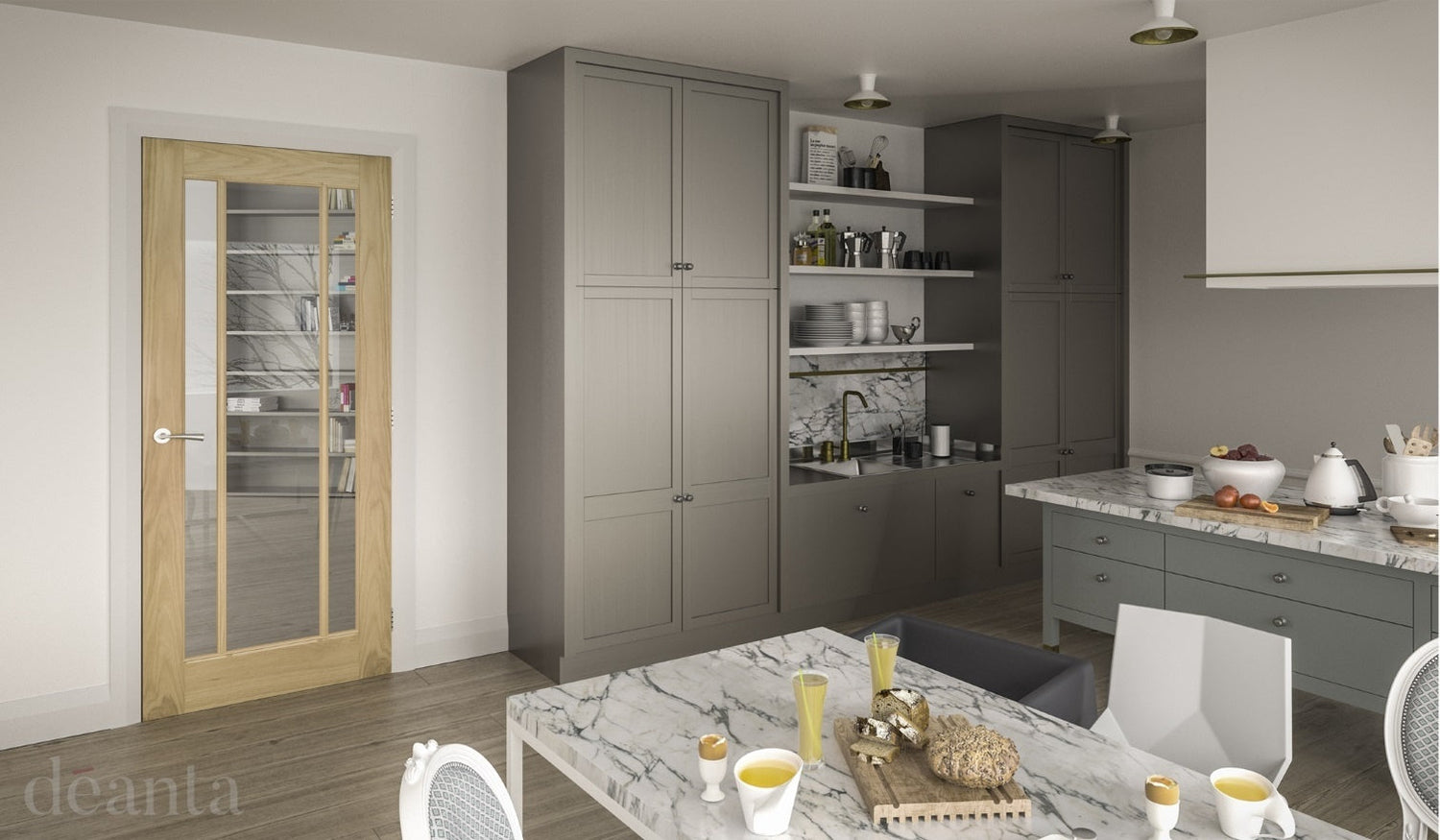 Norwich Modern Glazed Oak Door