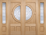 Product Wooden door with decorative glass panels