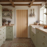 Lifestyle prefinished oak flush fire door installed in country kitchen