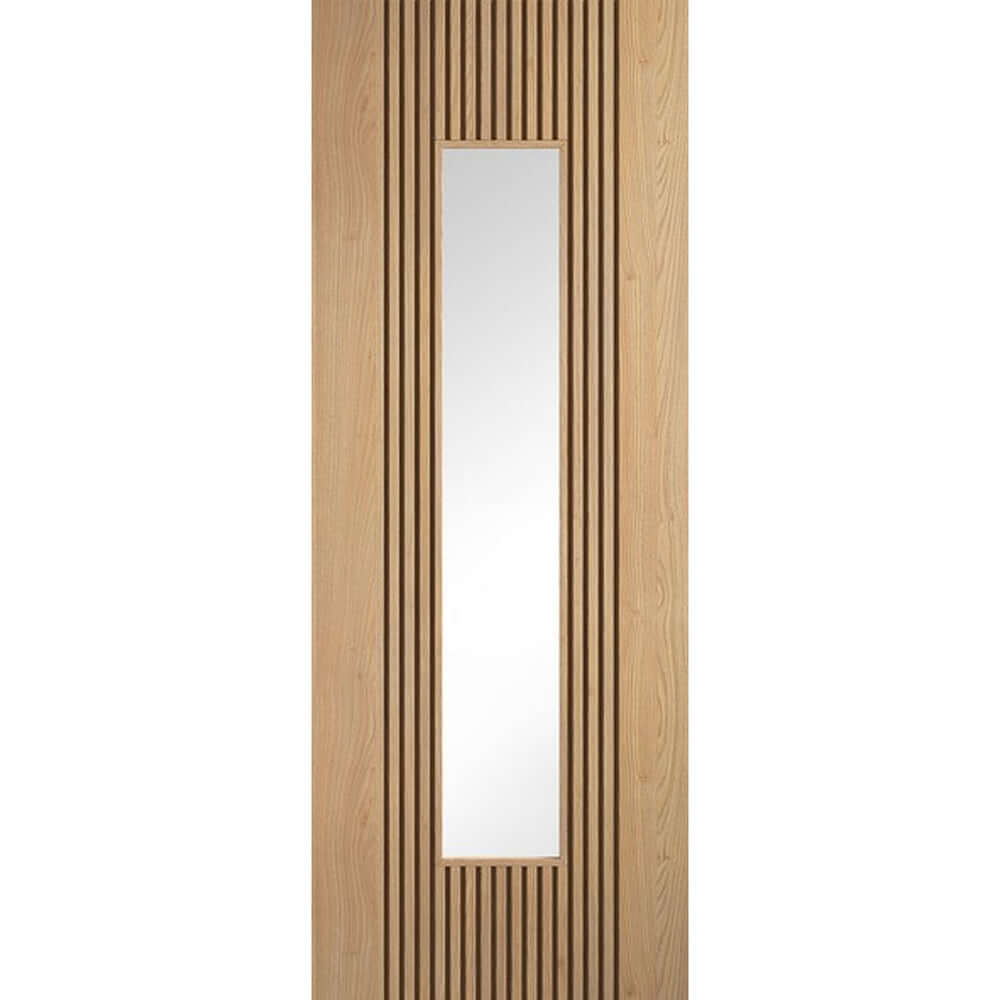 Product Sydney prefinished glazed oak door with vertical grooves