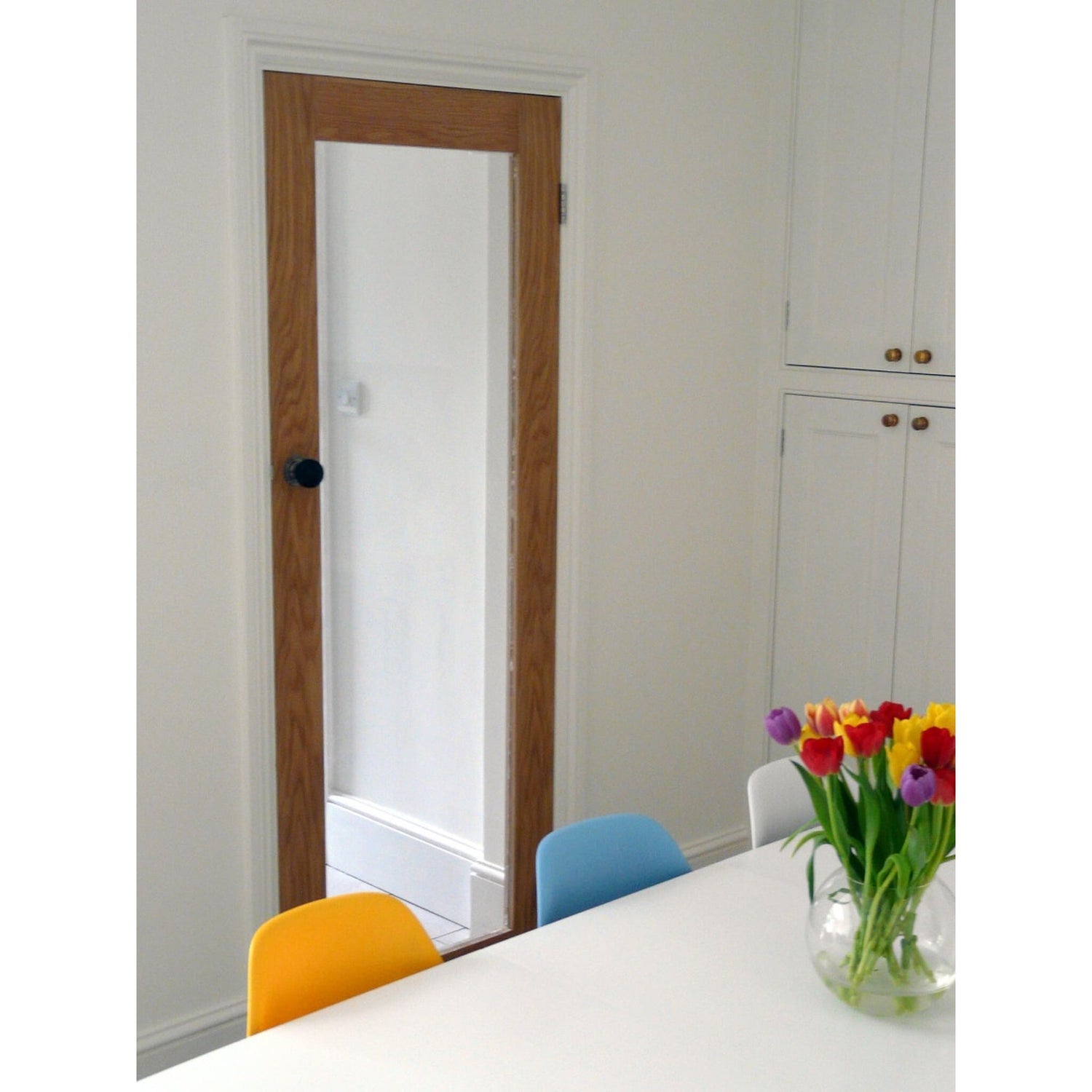 Oak Veneer 1 Light Glazed Internal French Door - Lifestyle Image 1