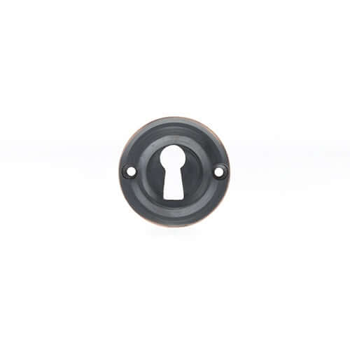 Product Old English black key escutcheon with copper edge