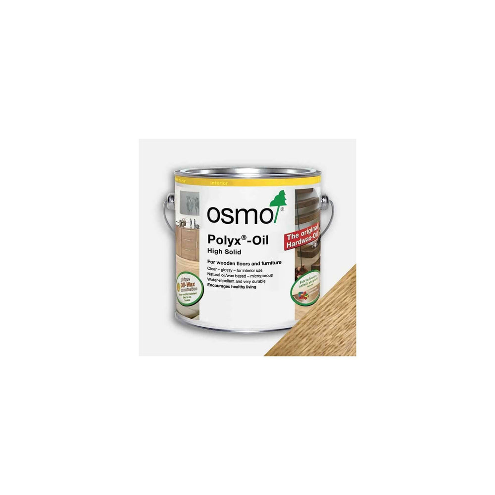 Product Osmo Polyx Oil clear gloss tin with oak swatch