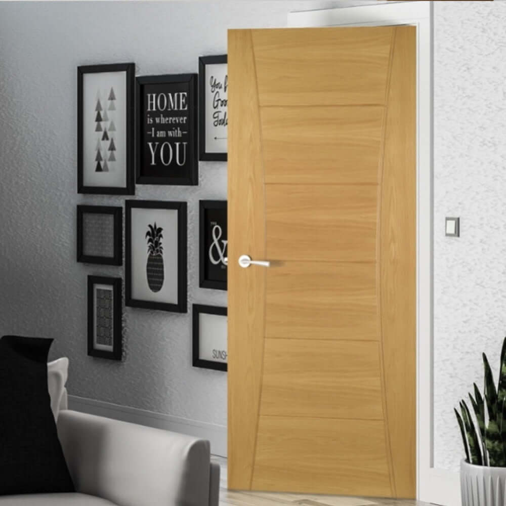Lifestyle Pamplona prefinished oak fire door installed in room