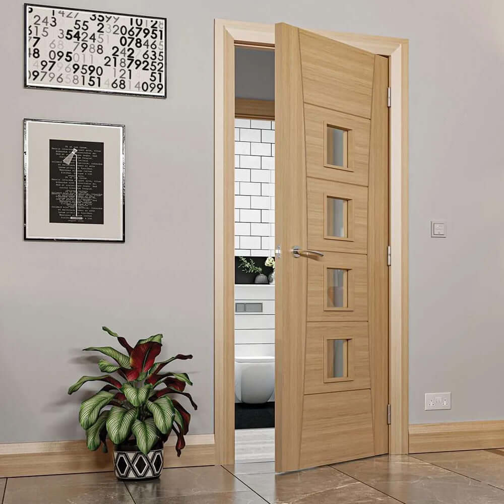 Lifestyle Pamplona prefinished glazed oak door installed in room