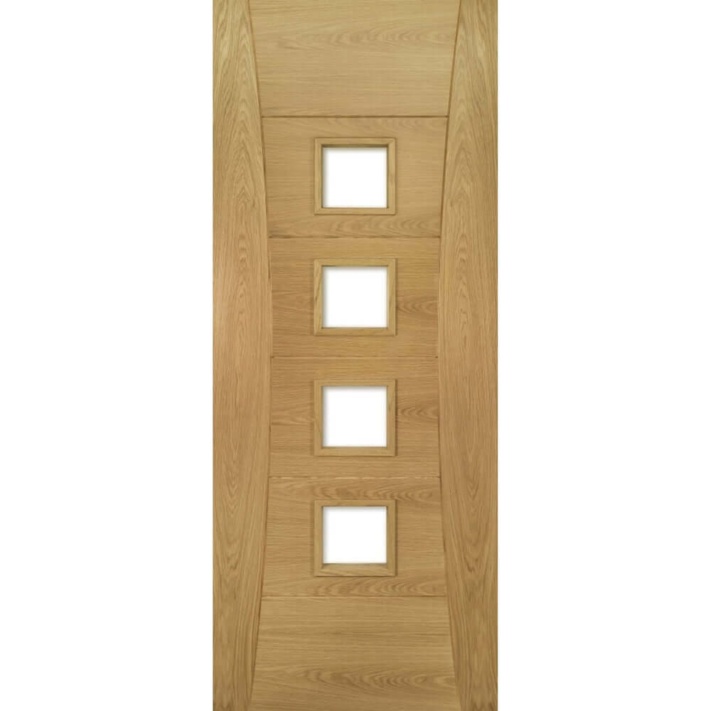Product Pamplona glazed prefinished oak fire door with four square lights