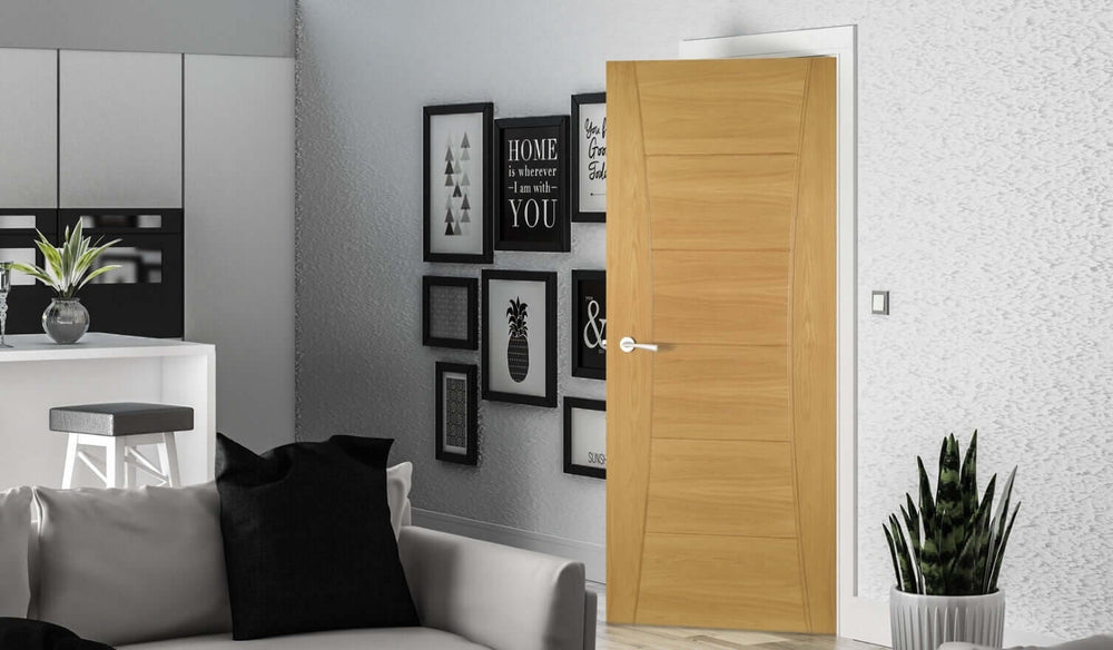 Lifestyle Pamplona prefinished oak internal door installed in room
