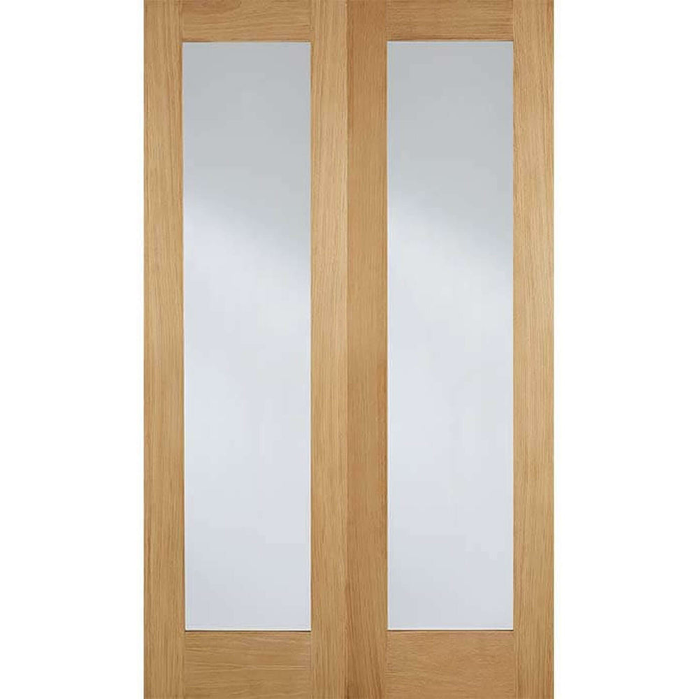 Product Pattern 20 oak clear glazed internal door pair