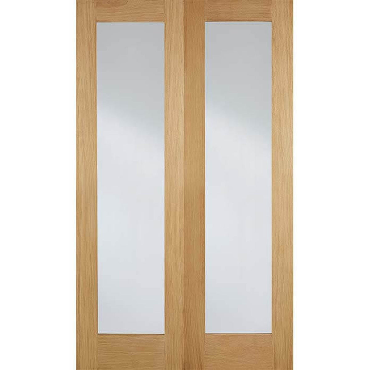 Pattern 20 Oak Clear Glazed Internal Door Pair - Main Product Image