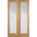 Pattern 20 Oak Clear Glazed Internal Door Pair - Main Product Image