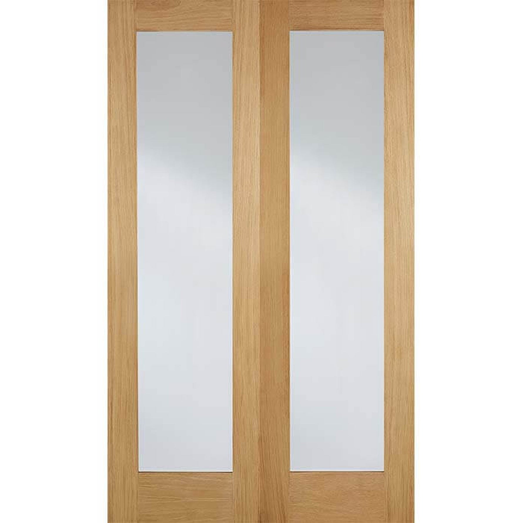 Pattern 20 Oak Clear Glazed Internal Door Pair - Main Product Image