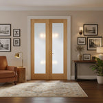 Pattern 20 Oak Clear Glazed Internal Door Pair Lifestyle Image