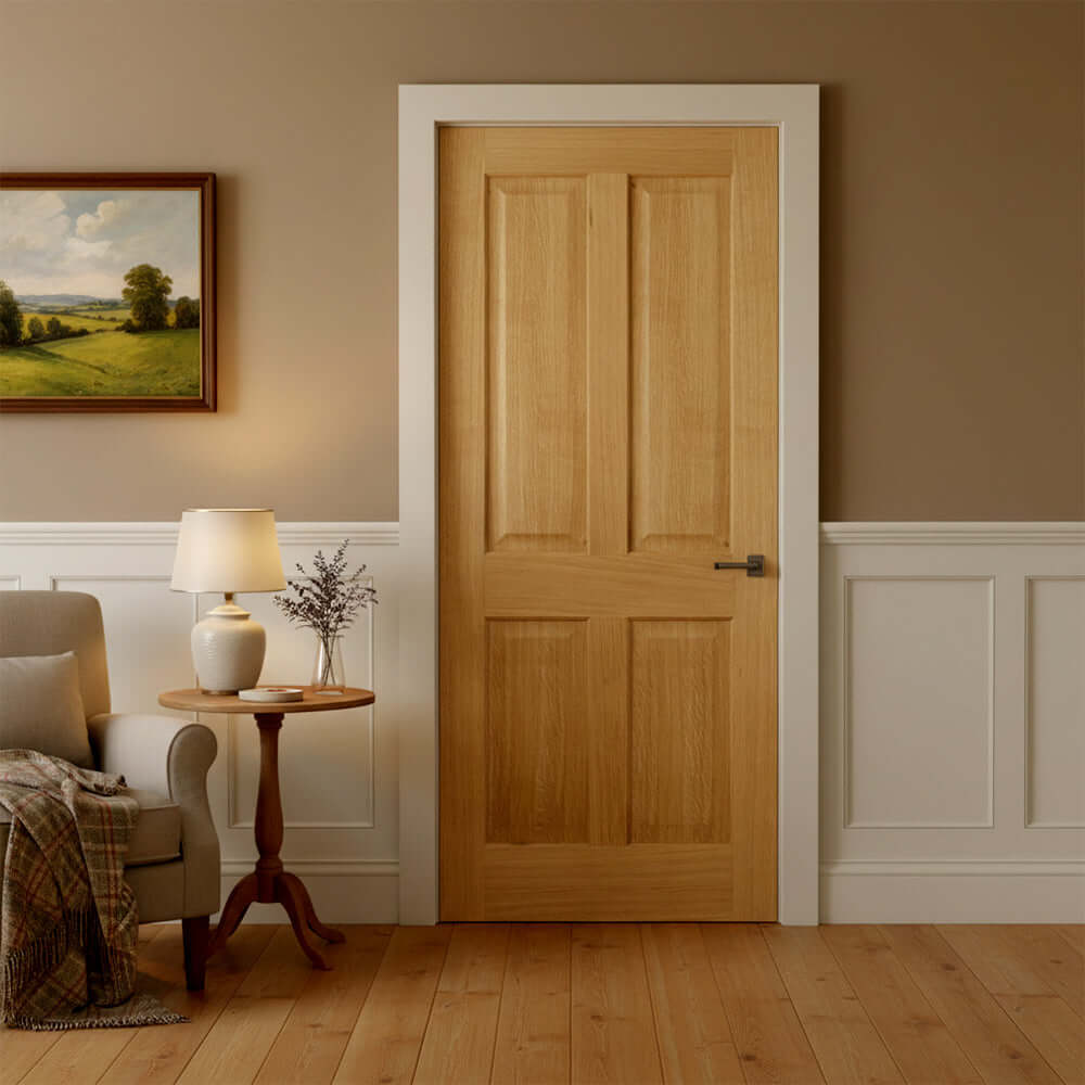 Lifestyle prefinished oak Regency FD30 door installed in room