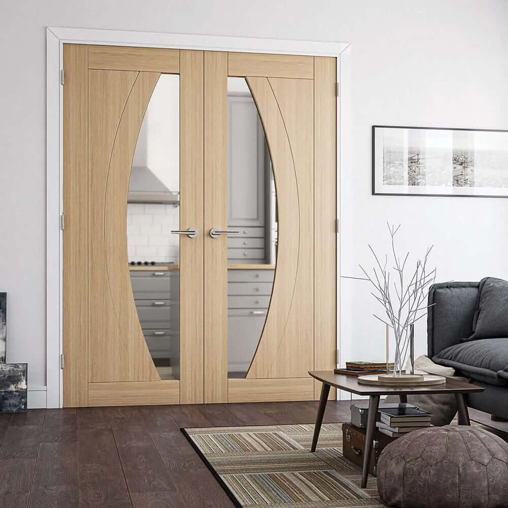 Lifestyle Ravello prefinished oak glazed door installed in room