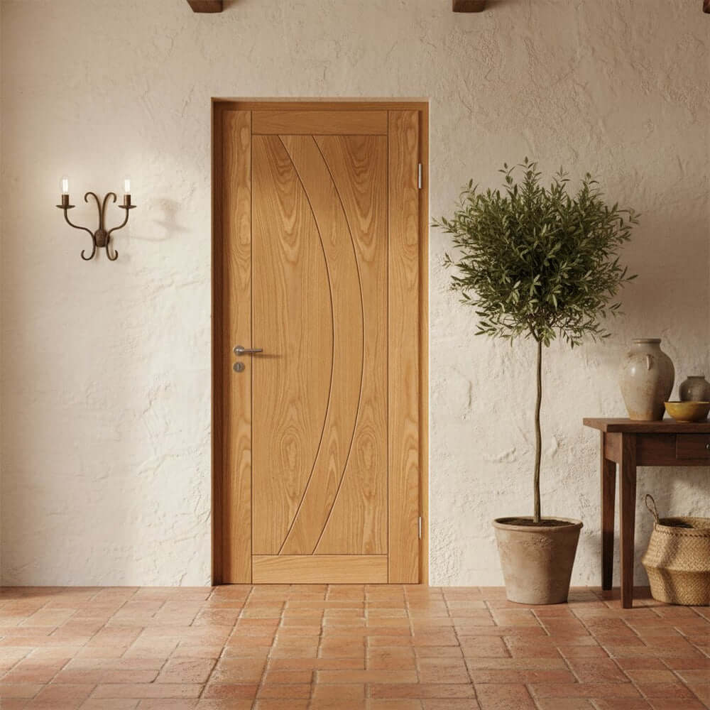 Lifestyle Ravello prefinished oak fire door installed in room