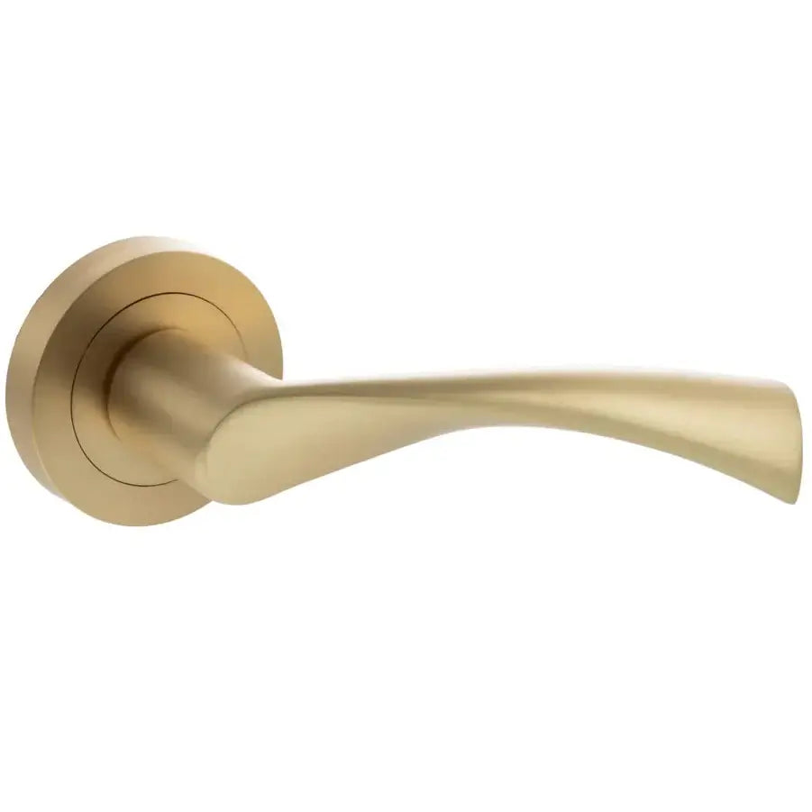 Product round rose door hardware in satin brass