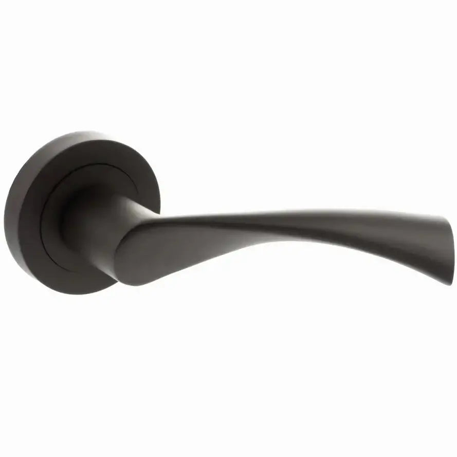 Product round rose door hardware in urban dark bronze