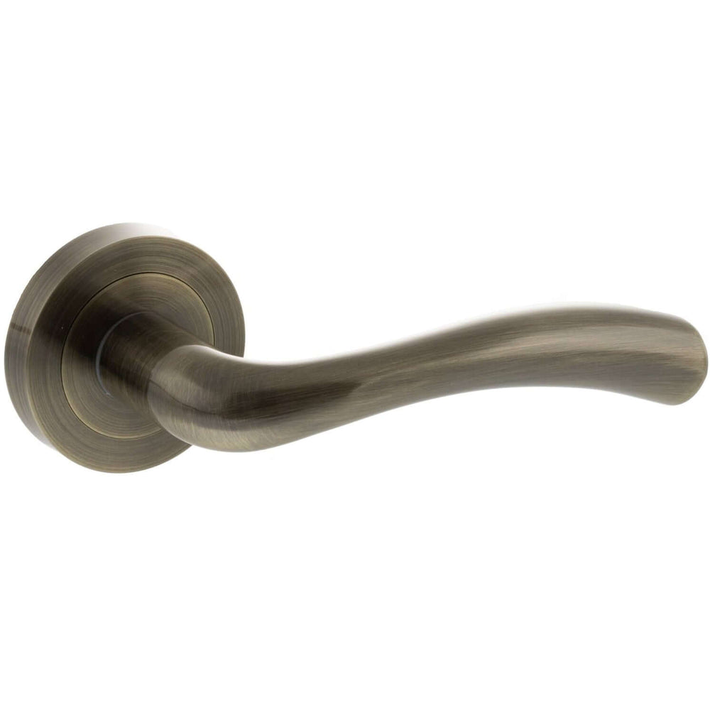 Product round rose door hardware in antique brass