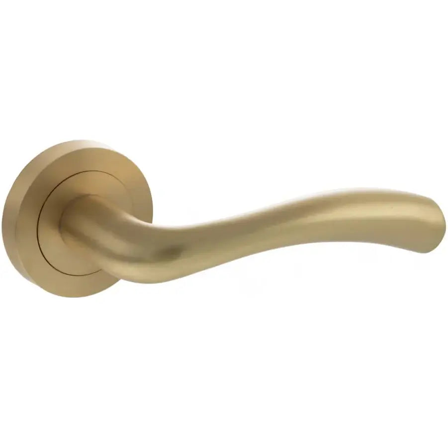 Product round rose door hardware in satin brass
