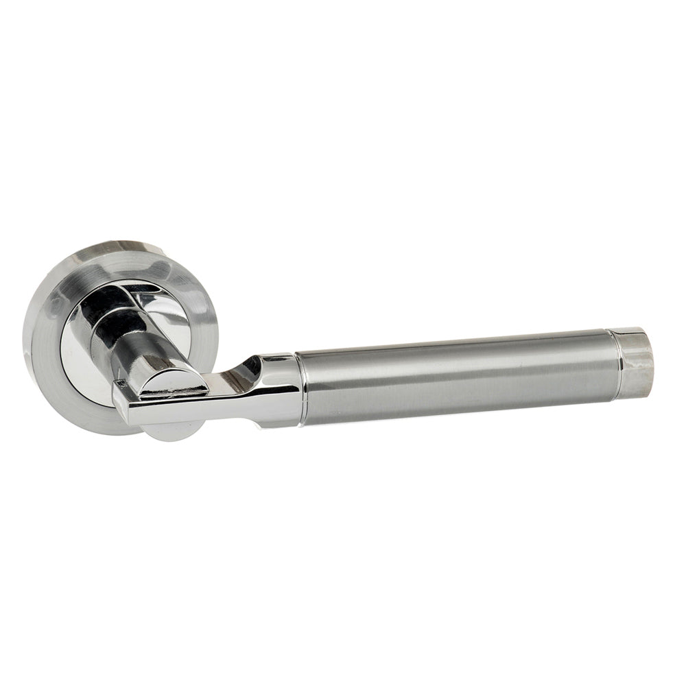 Product Chrome door handle on a white background