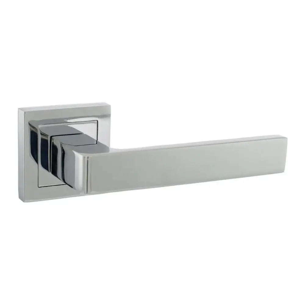 Product Chrome door handle on a white background