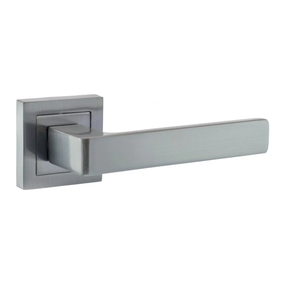 Product Metal door handle on a white background