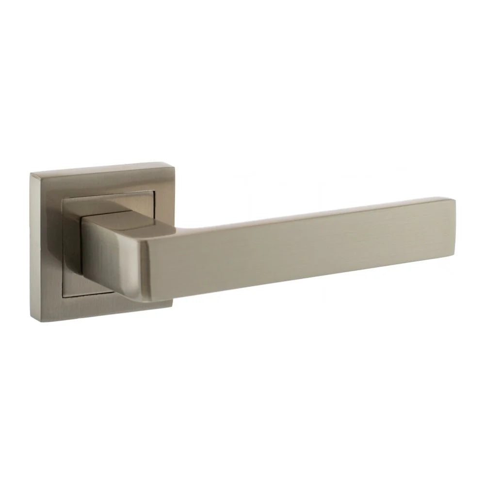 Product Metal door handle on a white background