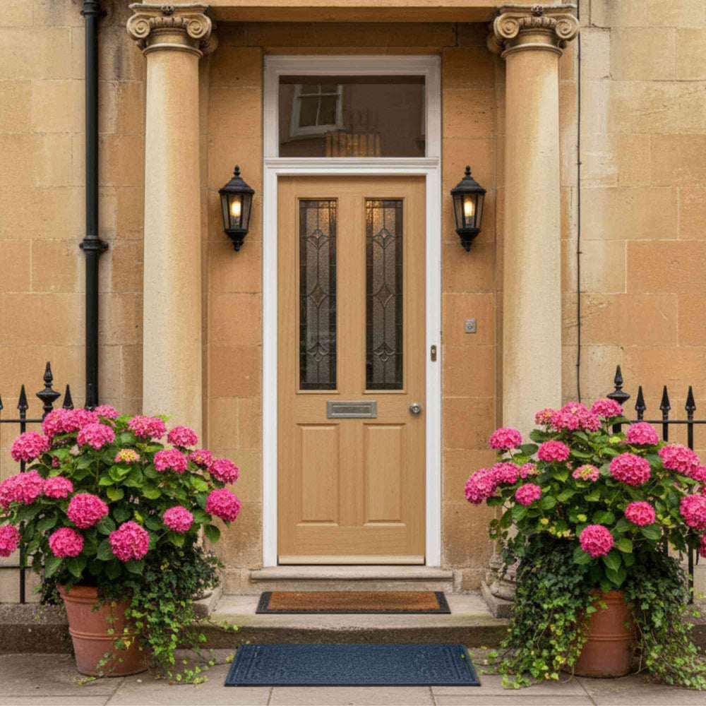 Lifestyle Salisbury oak glazed external door installed in a room setting