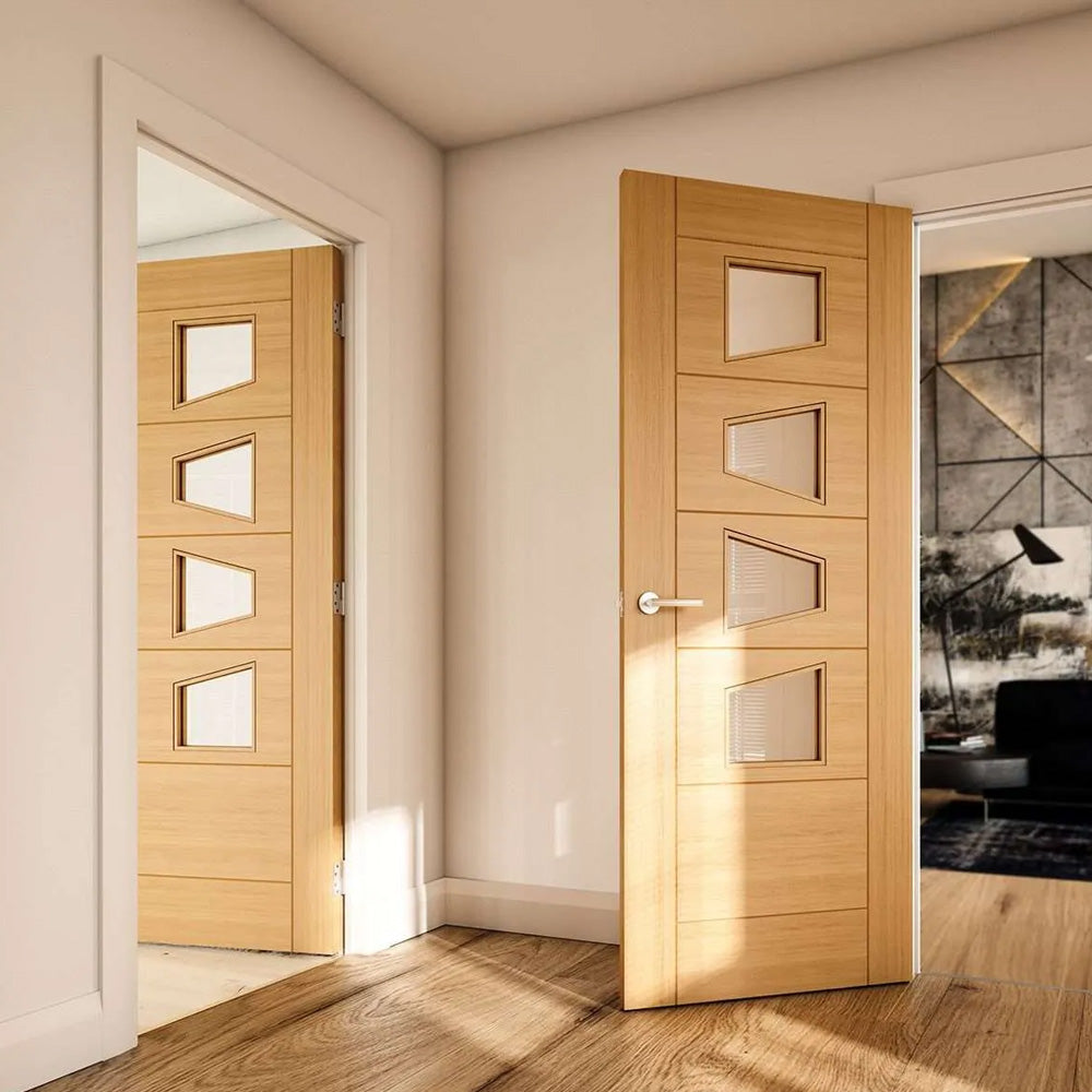 Seville Clear Glazed 4PS Prefinished Oak Door