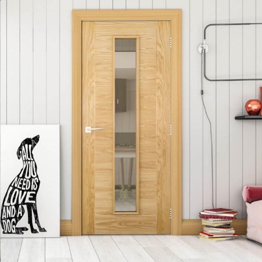 Seville oak glazed door in modern cosy home lifestyle setting