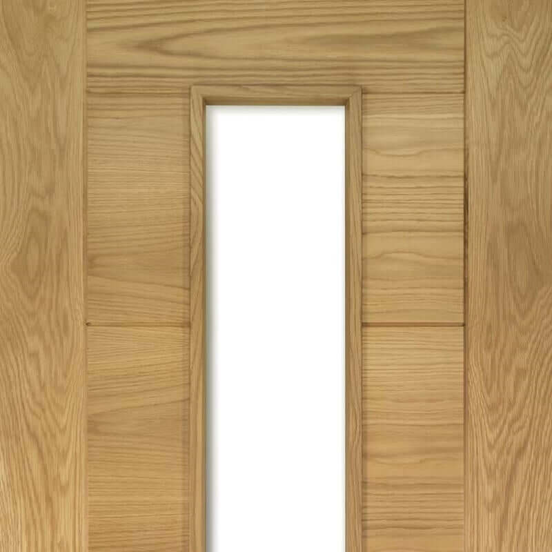 Product Seville prefinished oak glazed internal door detail