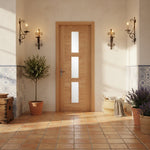 Sofia Prefinished Oak 3 Panel Glazed Internal Door Lifestyle Image
