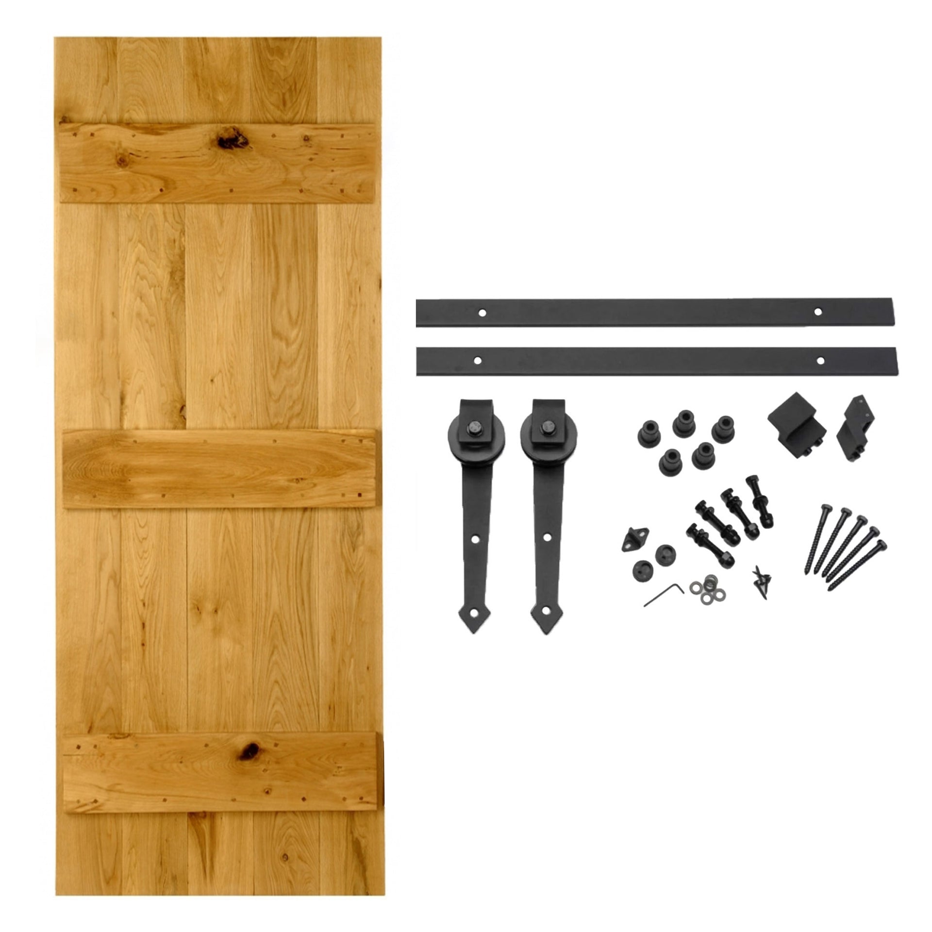 Solid Oak Single Sliding Barn Door Kit