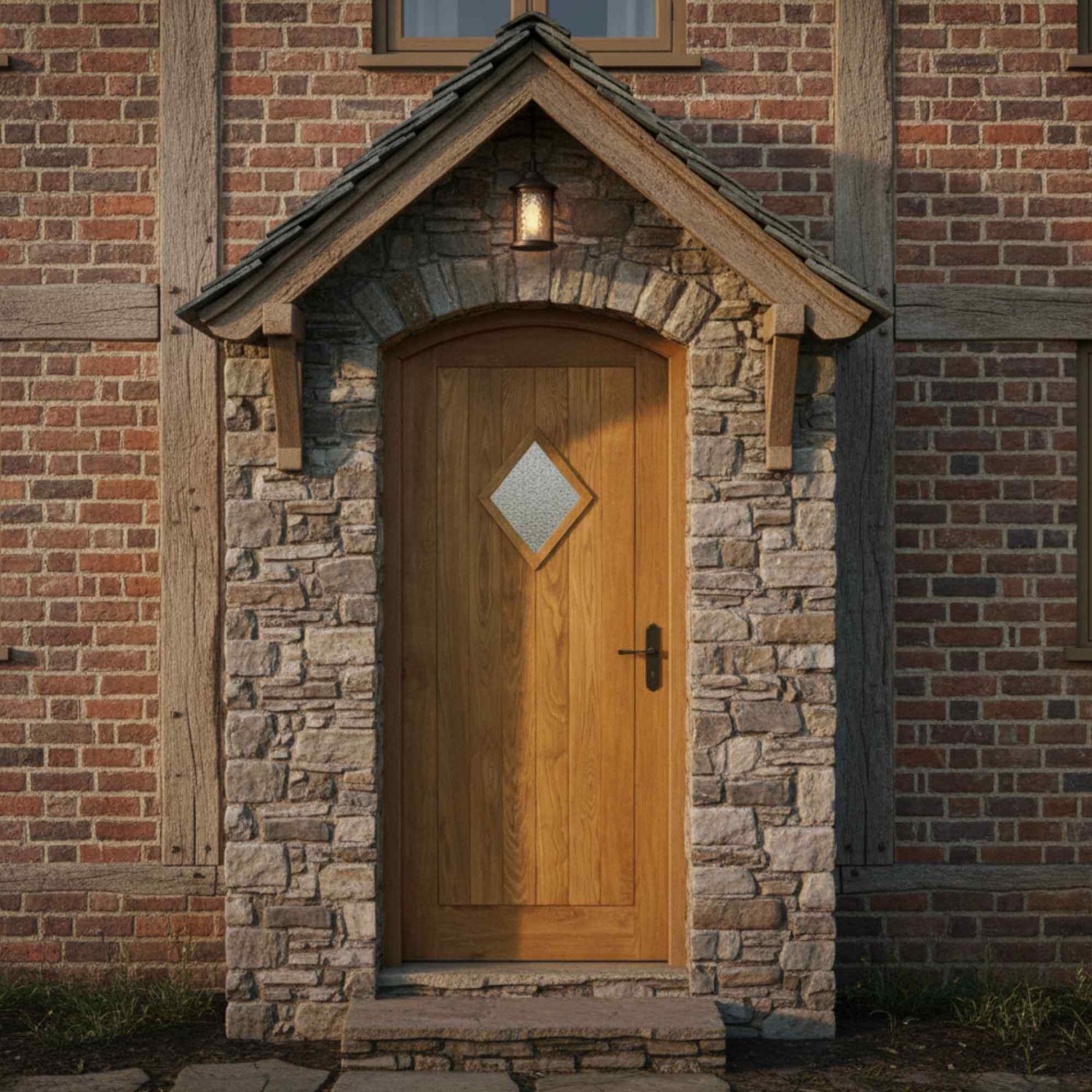 Solid Oak External Traditional Diamond Door