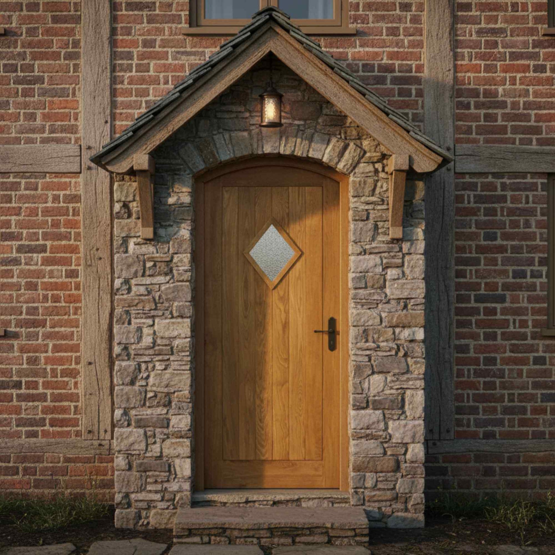 Solid Oak External Traditional Diamond Door