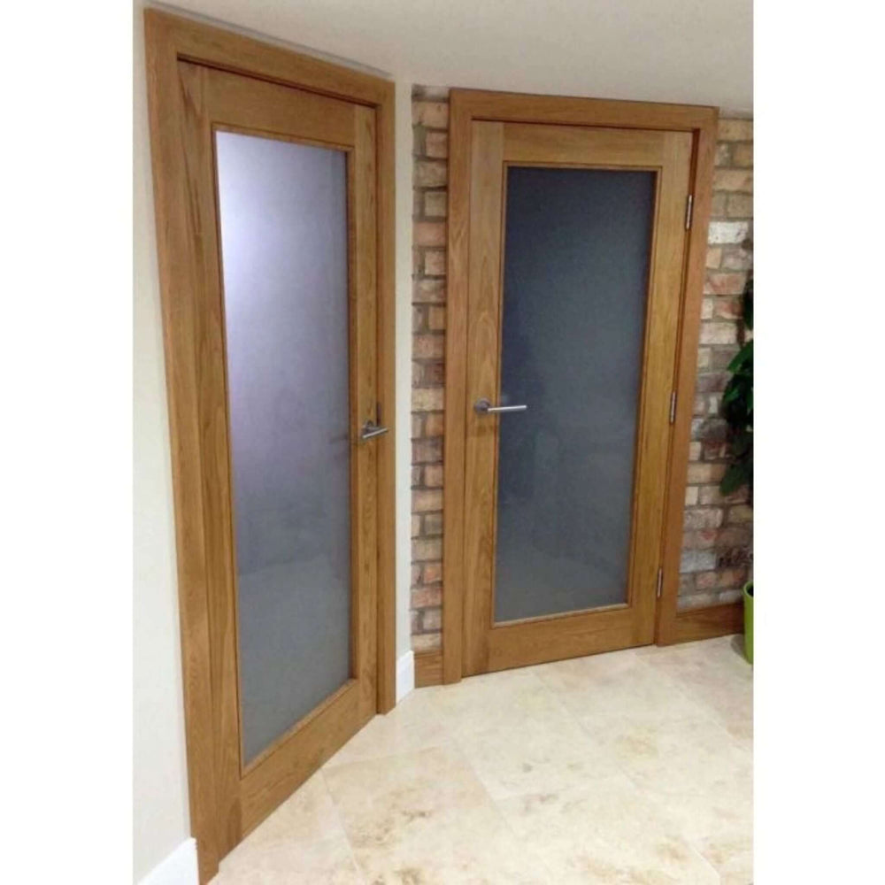 Lifestyle solid oak interior French door kit shown in a room setting