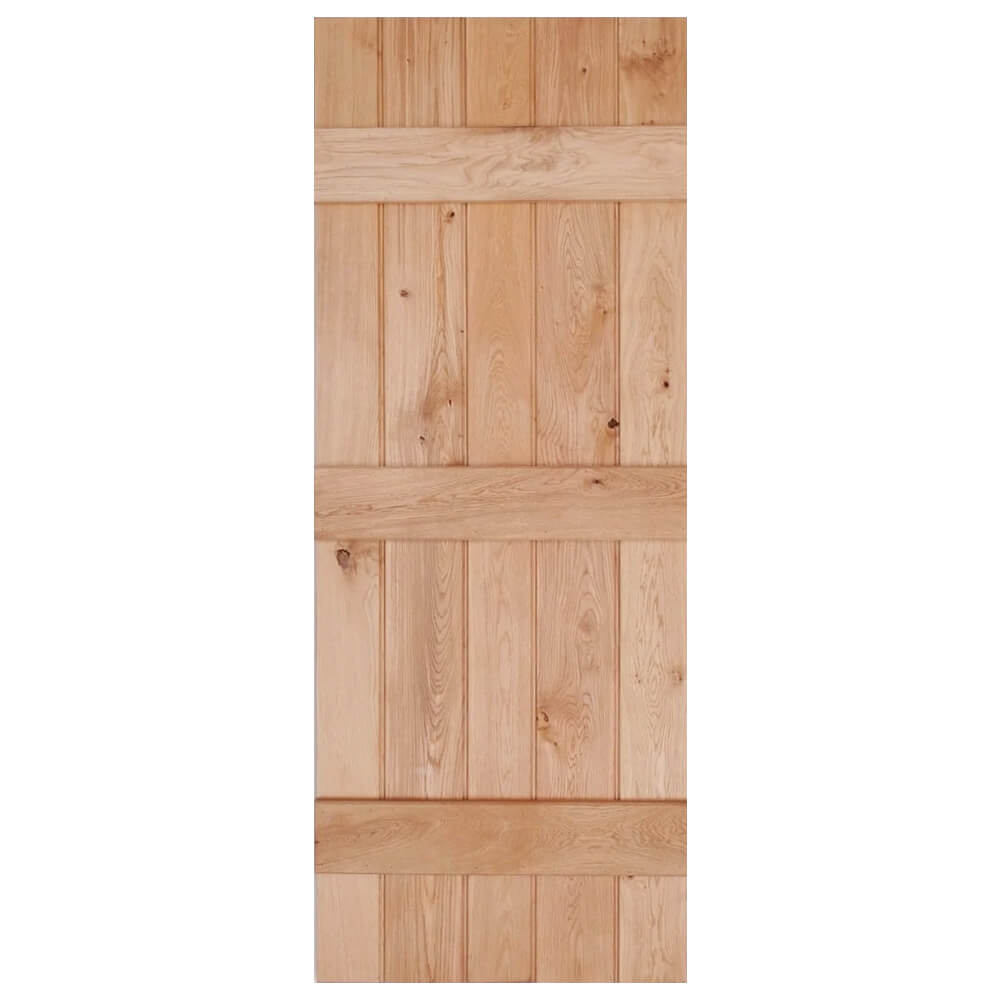 Solid Oak Rustic 3 Ledged Bead & Butt Barn Door