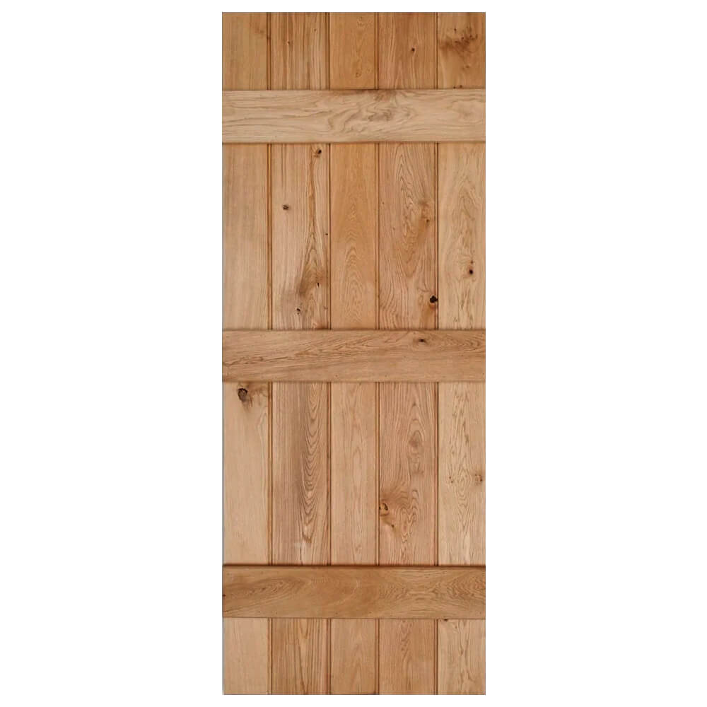 Solid Oak Rustic 3 Ledged Bead & Butt Barn Door
