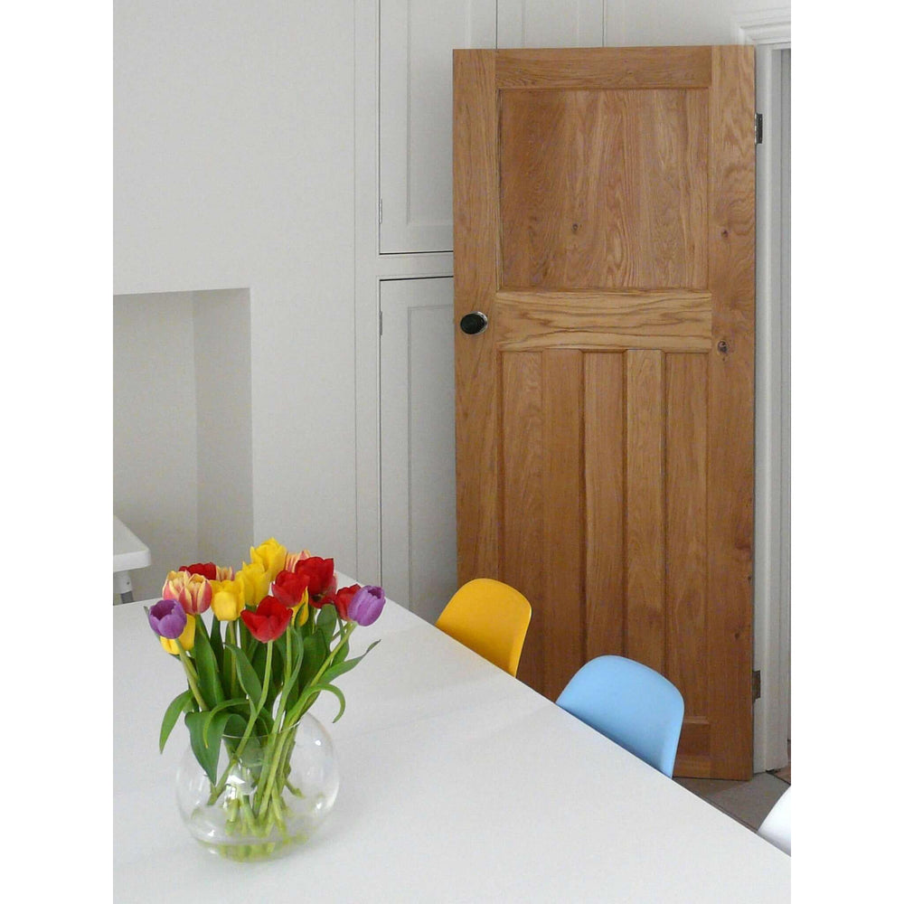 Lifestyle solid oak 1930s style door installed with surrounding decor