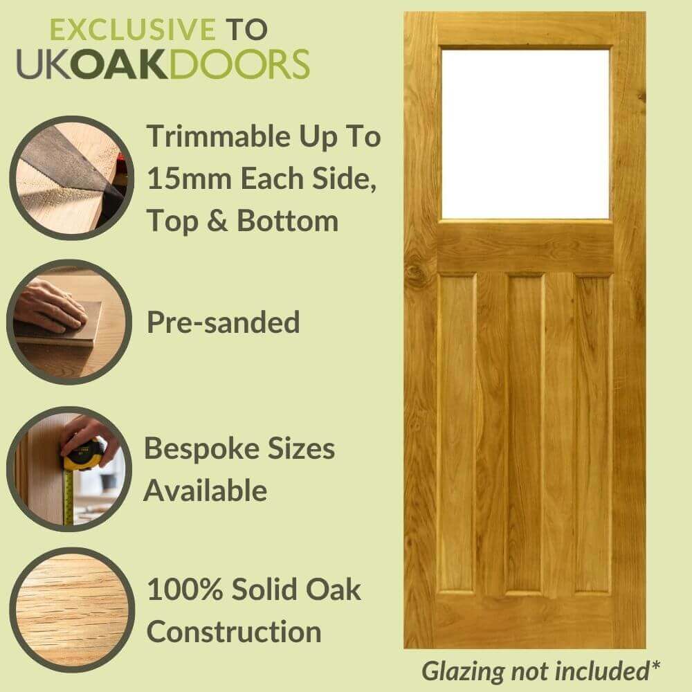 Graphic solid oak 1930s style unglazed door information panel