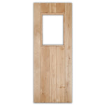 Solid Oak 3 Ledge Glazed Rustic V-Groove Cottage Door - Main Product Image