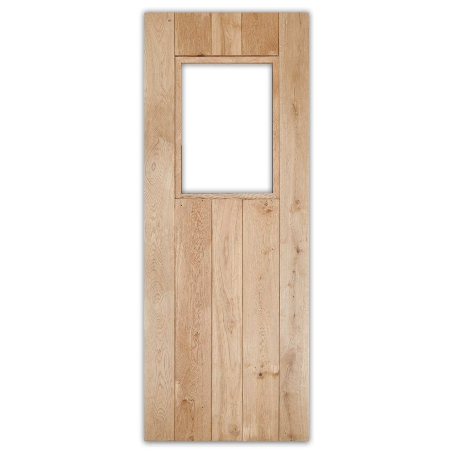 Solid Oak 3 Ledge Glazed Rustic V-Groove Cottage Door - Main Product Image